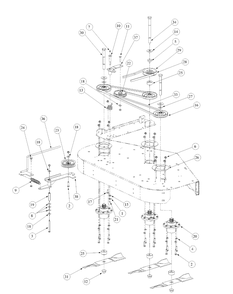 Fabricated Deck Spindle Assembly Diagram and Parts List for M48-KW (53BB5DAV150-19-HP)(2003 1/2) Cub Cadet Lawn Tractor